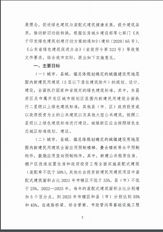 聊城市住房和城鄉建設局關于進一步促進綠色建筑與裝配式建筑健康發展的實施意見
