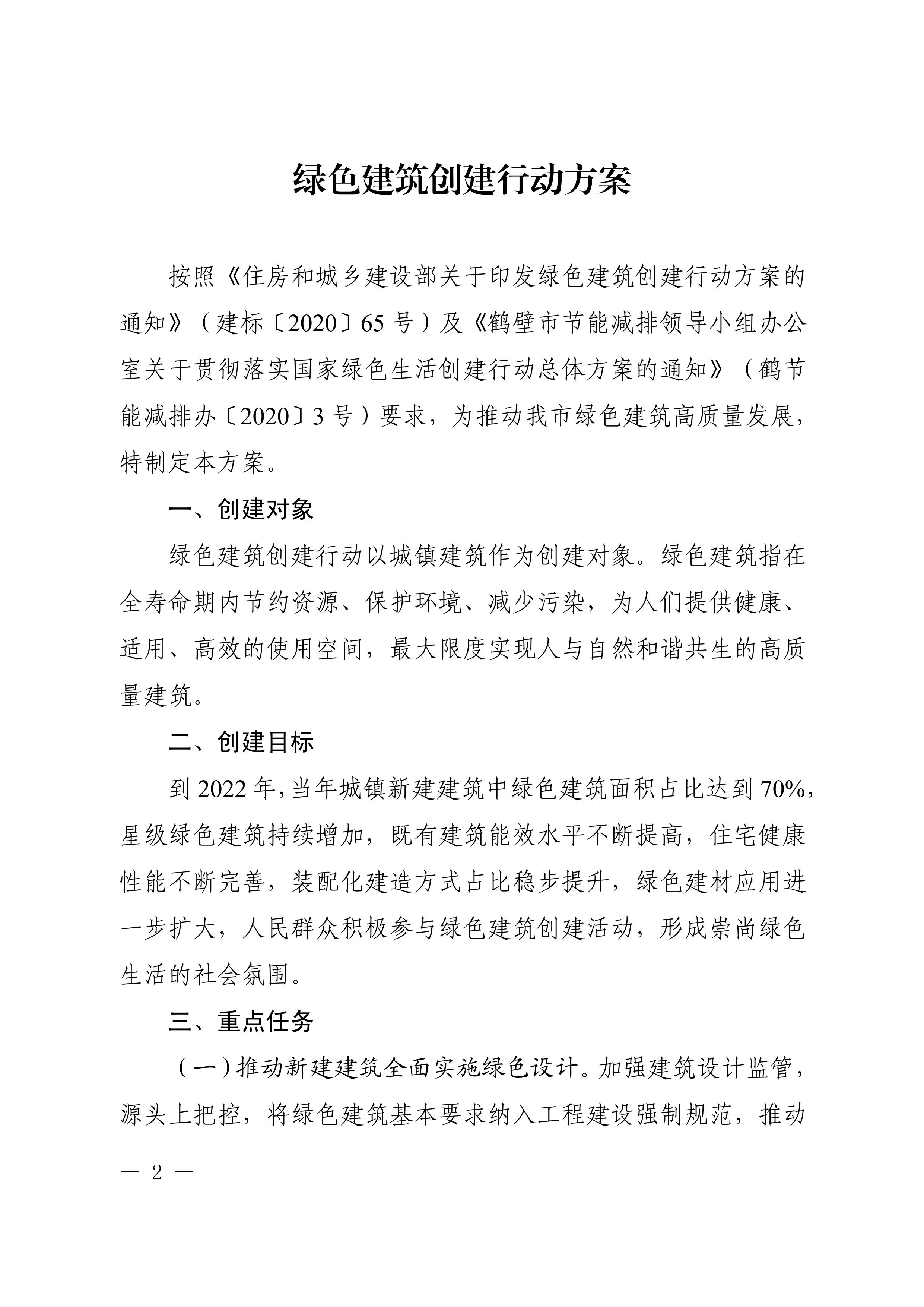 鶴建綜【2020】65號|鶴壁市住房和城鄉建設局關于印發《綠色建筑創建行動方案》的通知